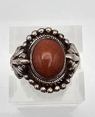 Goldstone Sterling Silver Ring Size 7.5 6.3 G