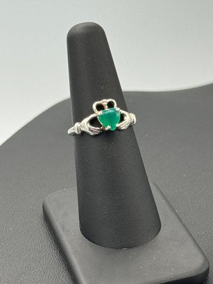 Sterling Silver & Emerald Claddagh Ring