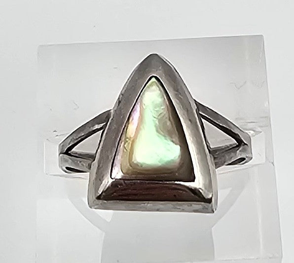 Mexico Taxco Abalone Sterling Silver Ring Size 6.75 2 G