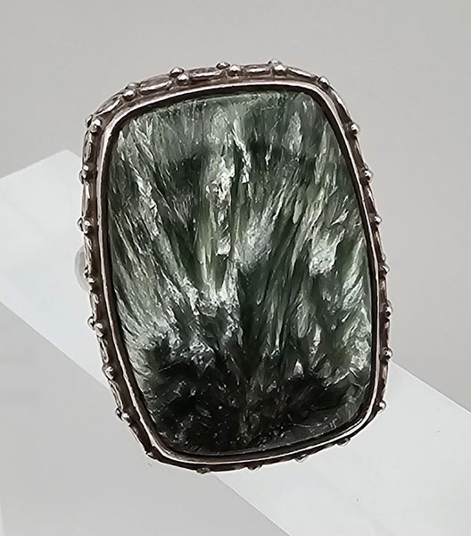 Sajan Dyed Selinite Sterling Silver Cocktail Ring Size 7.75 17.7 G