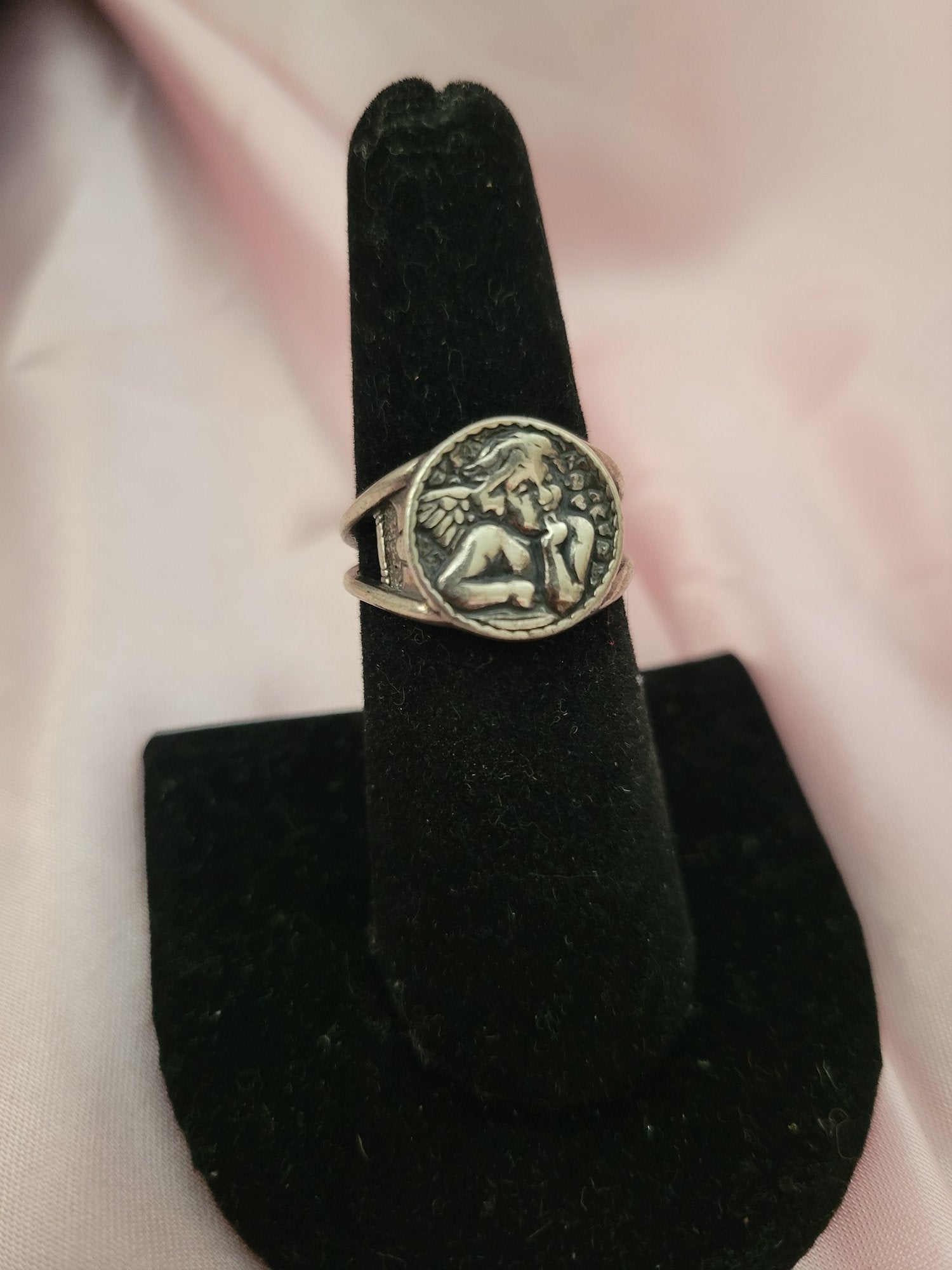 Sterling Silver Cherub Angel Motif Ring