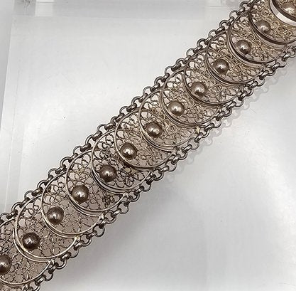 Sterling Silver Filigree Bracelet 21.6 G