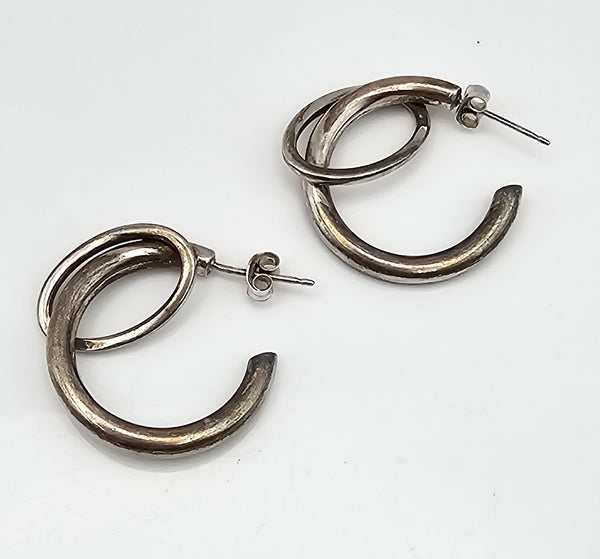 Sterling Silver Double Hoop Earrings