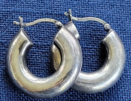 Sterling Silver Tubular Puffy Hoop Earrings