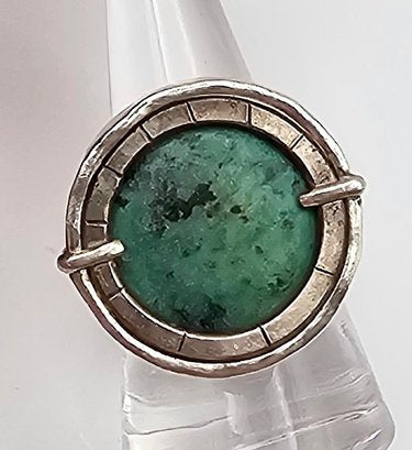 Turquoise Sterling Silver Modernist Ring Size 7.5 18.8 G