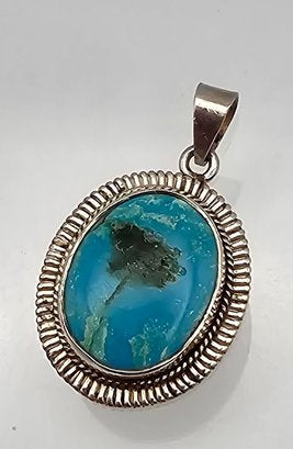 Turquoise Sterling Silver Pendant 5.4 G