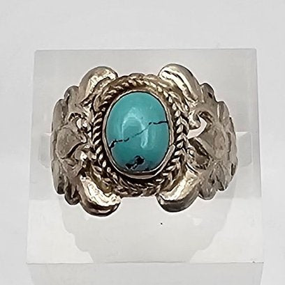 Turquoise Sterling Silver Ring Size 7 3.8 G