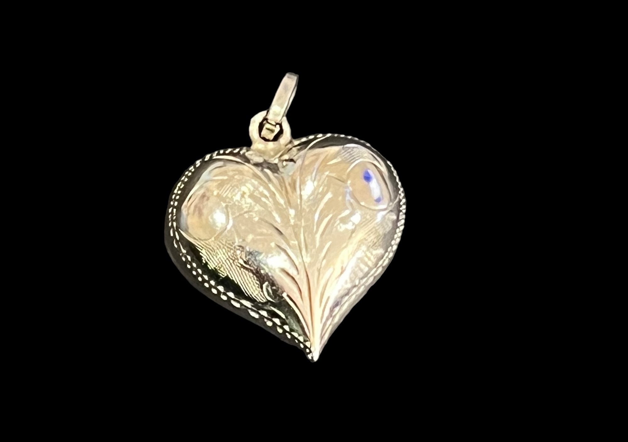 Vintage Heart Pendant Charm Sterling Silver .75"